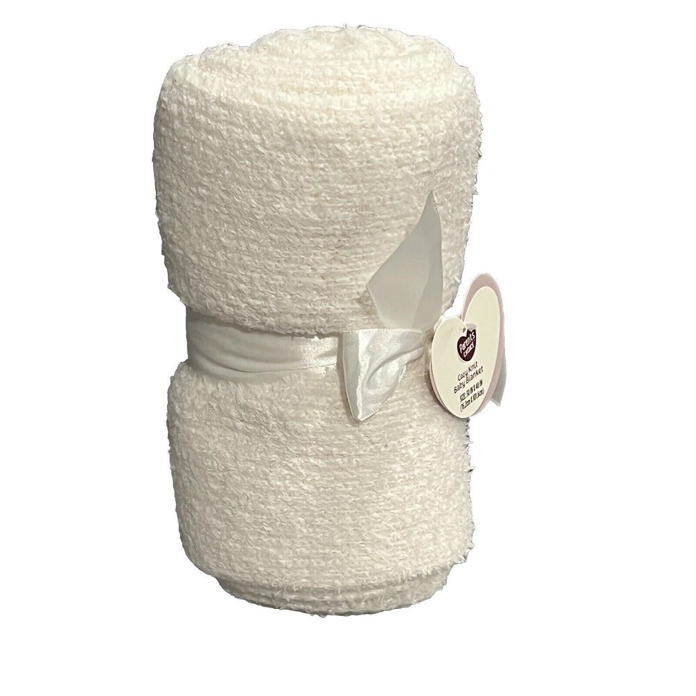 Parents Choice Cozy Knit Baby Blanket Off-White Unisex Minimalist Gift New